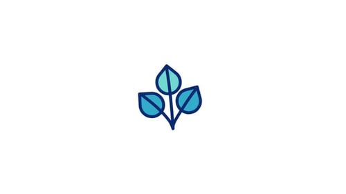 Animated Minimalist Blue Leaves Icon Reveal