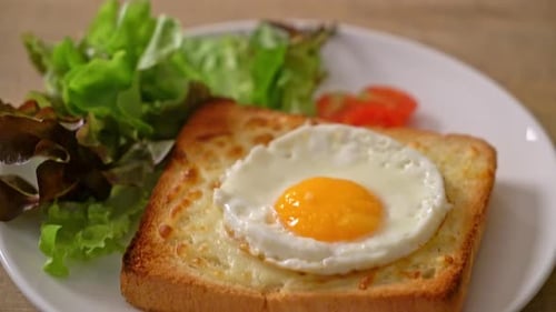 Grilled Cheese with Sunny-Side Up Egg and Salad