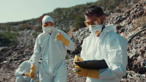 Researchers in Protective Gear are Conducting a Crucial Field Study to Gather Data