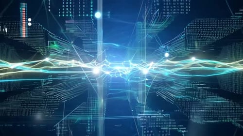 Animation von Datenverbindungen und Binärcodes in Bewegung