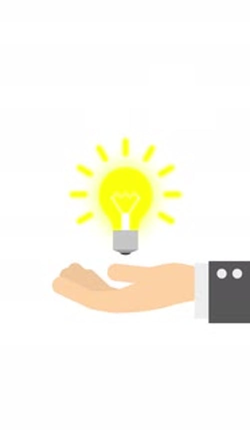 Flat Design Lightbulb Idea Appears in Hand Animation