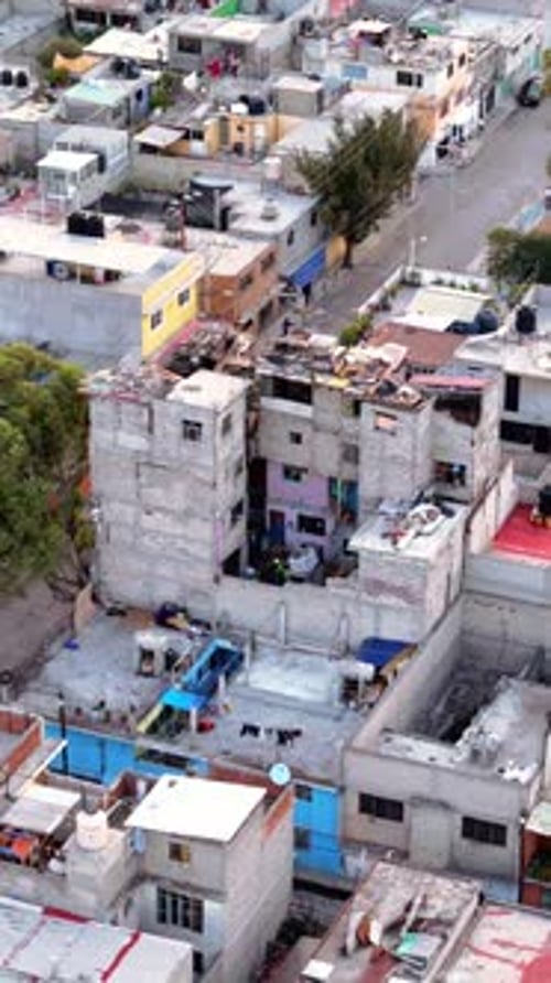 Aerial View of a Marginalized Area in Ecatepec, Mexico Urban Poverty and bad construction