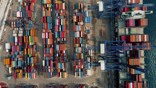 Aerial Footage of Port Container Terminal