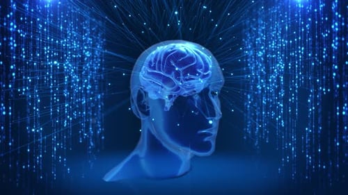 Futuristic Digital Brain and AI Network Concept