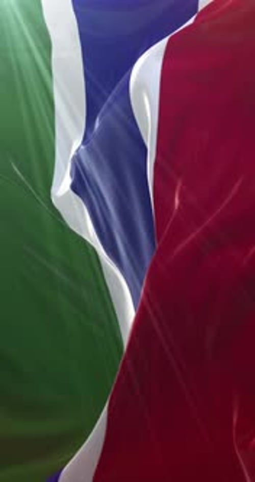 Realistic Waving Flag of The Gambia Vertical Animation