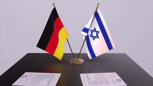 German and Israeli Flags Symbolize Political Cooperation