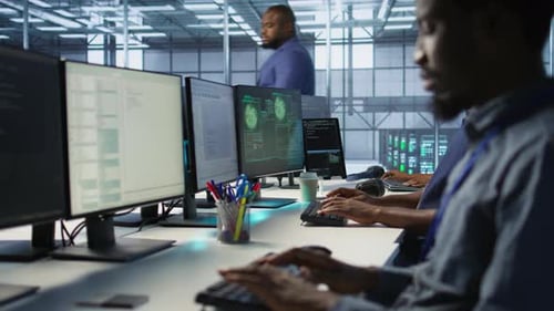 Programmer Seeing Error Popup on Computer Display in Data Center