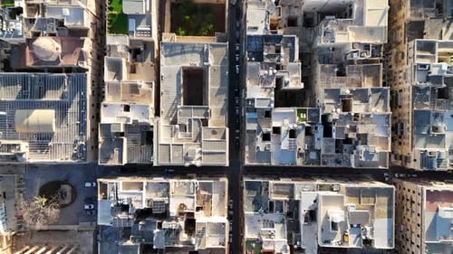 Top-down aerial view of Valletta city, capital of Malta