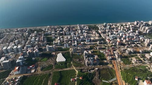 Panorama Of The Buildings On The Coastline City Alanya Turkey Aerial View