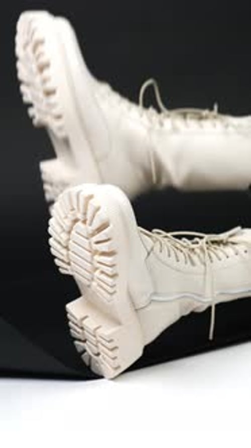 Stylish Off-White Boots with Lugged Sole