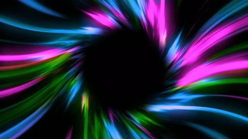 Abstract Swirling Neon Light Warp Tunnel Background