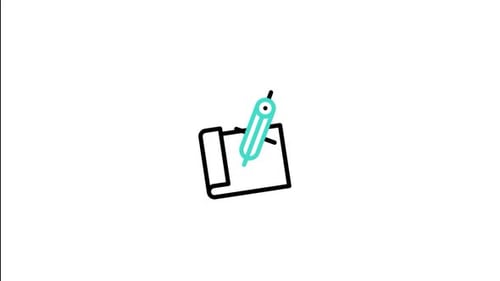 Animated Compass Drawing on Blueprint Paper Icon