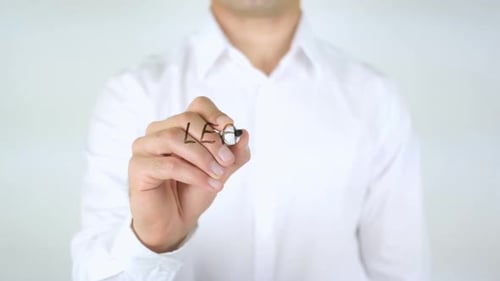 Man Writing Learning Never Ends Message