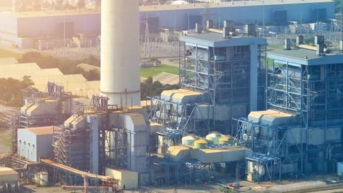 A Thermal Power Plant by aerial view drone.