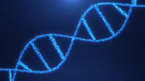 Abstract Glowing Blue DNA Double Helix Rotation for Scientific Background