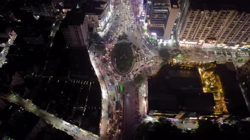 Aerial Night traffic Timelapse of Dhaka City Streets