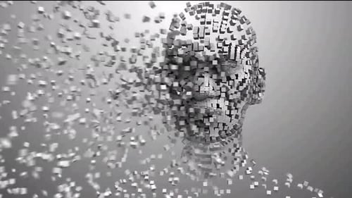 Digital Human Head Formed by Disintegrating Cubes