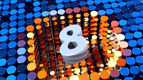 Animated Colorful 3D Countdown with Geometric Background