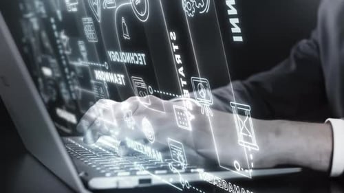 Futuristic Digital Business Icon Network Animation