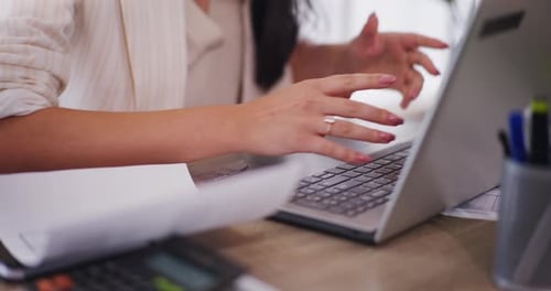 Busy Businesswoman Works in Office During Phone Call