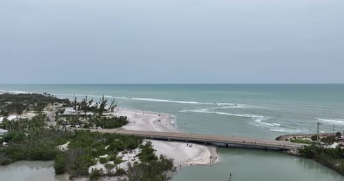 Aerial view of Blind Pass Beach in Sanibel Florida