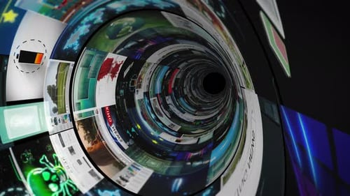 Futuristic Digital Information Tunnel Background Animation
