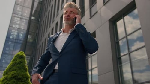 Middleaged Business Investor Executive Adult Entrepreneur Senior Businessman Mature Employer Talking