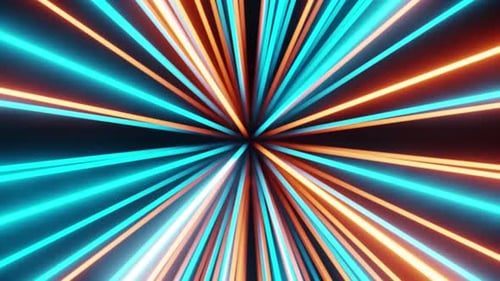 Abstract Neon Light Tunnel Hyperspace Loop