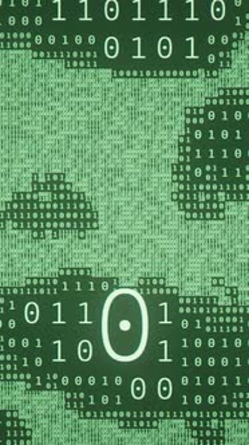 Changing Binary Code Pattern with Zeros and Ones Programming and AI Technology Background Vertical