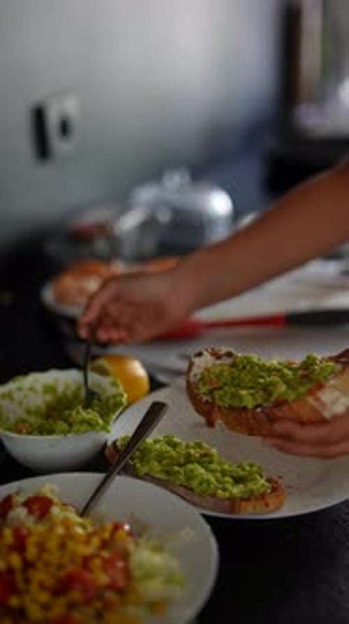 Making Healthy Avocado Toast in Bright Kitchen