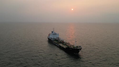 Oil tanker sailing at sea