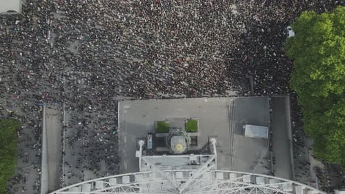 Top down view of tremendous crowd at BLM protest