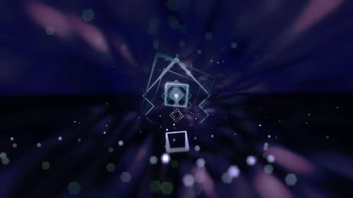 Shiny Square Shape Neon Lights Tunnel Animation