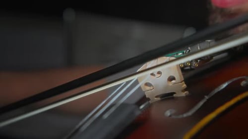 Close Up Violin Being Played Indoors