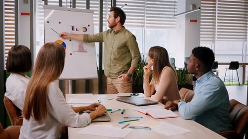 Business Presentation in Modern Office with Team