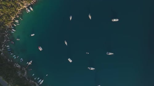 Aerial View Scenic Ka Town in Antalya Region With a Marina Packed With Yachts