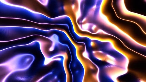Waves Bubble Yellow With Blue Neon Vj Loop Background
