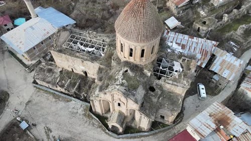 Aerial Old Monastery Erzurum Turkey