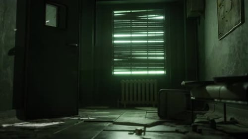 Set Up View of Dark Room Abandoned in the Psychiatric Hospital