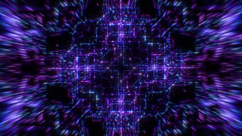 Futuristic Cyber Grid Data Tunnel Loop Background