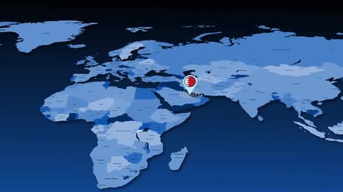 Animated World Map with Country Location Pin Highlight