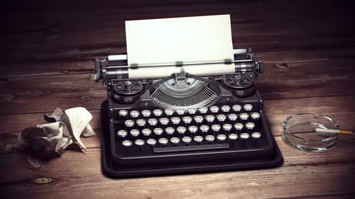 Vintage Typewriter Writing Journalism or Storytelling Concept 3d Video Animation