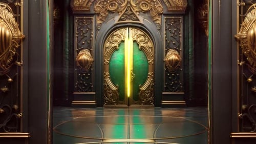 Majestic Golden Ornate Door Opening Reveal Animation
