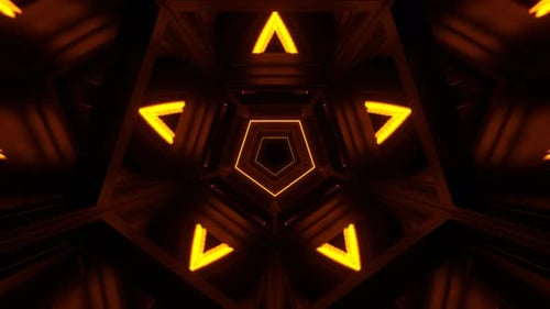 Orange And Blue Mirrored Pentagonal Tunnel Background Vj Loop In 4K