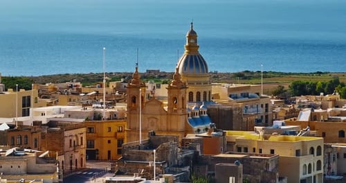 Establishing Shot of Malta Island Aerial View of a Beautiful European Island Near Italy