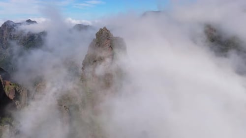 Epic Rock Covered With Cloud In Madeira Island