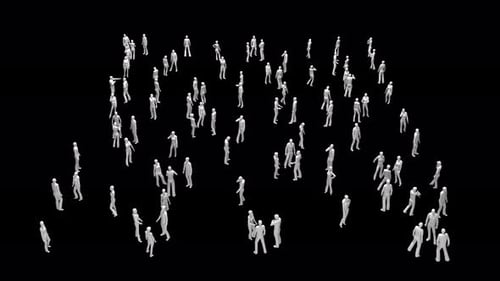 Abstract 3D People Crowd Walking Animation Loop