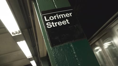 Handheld shot of a New York City subway station
