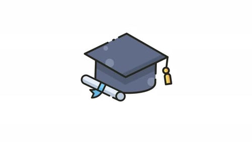Modern Animated Graduation Cap and Diploma Icon