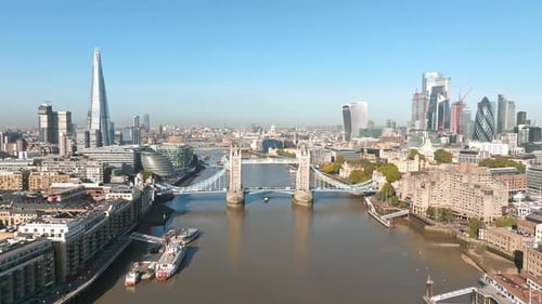 Iconic Tower Bridge Connecting London with Southwark on the Thames River